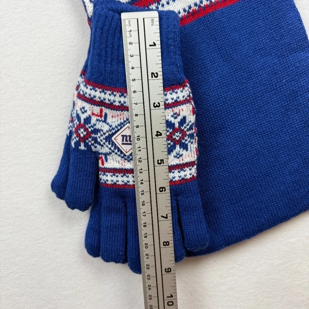 NY Giants Scarf & Gloves Set Adult Winter Knit‎ Football Fan Gift NWT